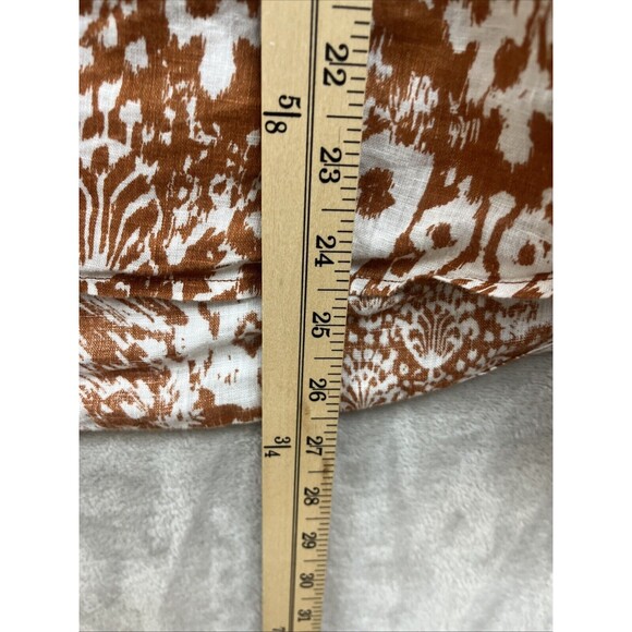 Garnet Hill Linen Top Women's 18 Ikat‎ Burnt Mustard Gold Button Up Collared - Picture 7 of 7